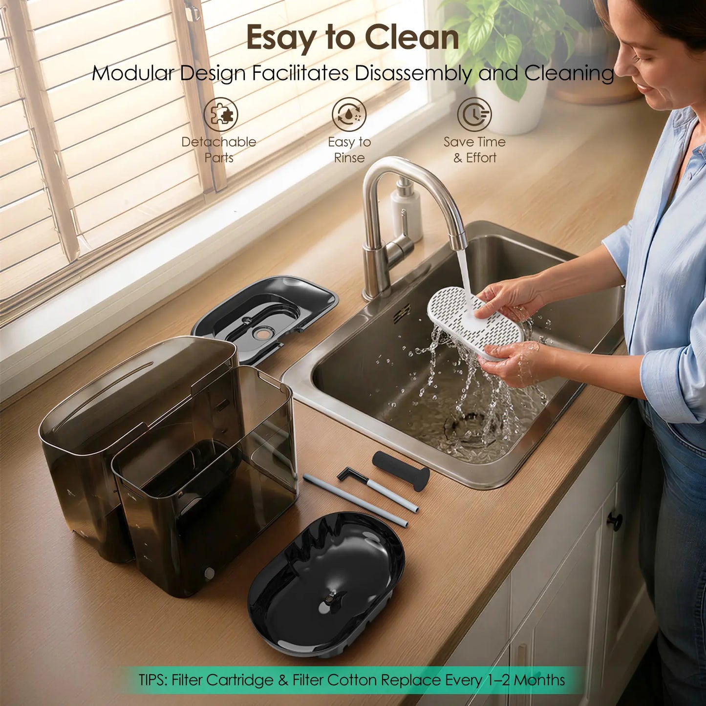 VEWO 11L Large Dog Water Fountain for Big Breeds, No Spill Dog Water Bowl Dispenser with Deep Basin, BPA Free, Ultra Quiet, 7 Days No Refill for Large Dogs/Multi-Pet Homes,Summerwins
