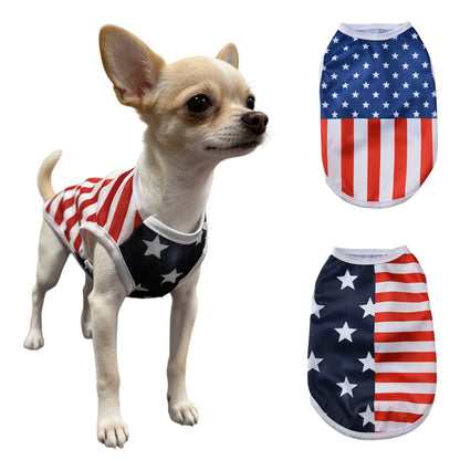Dog Vest Pet Clothing Costumes Puppy Clothes American Flag Style Mesh Breathable Fabric Summer Cool High Stretch Comfort Small Dogs Outdoor Independence Day