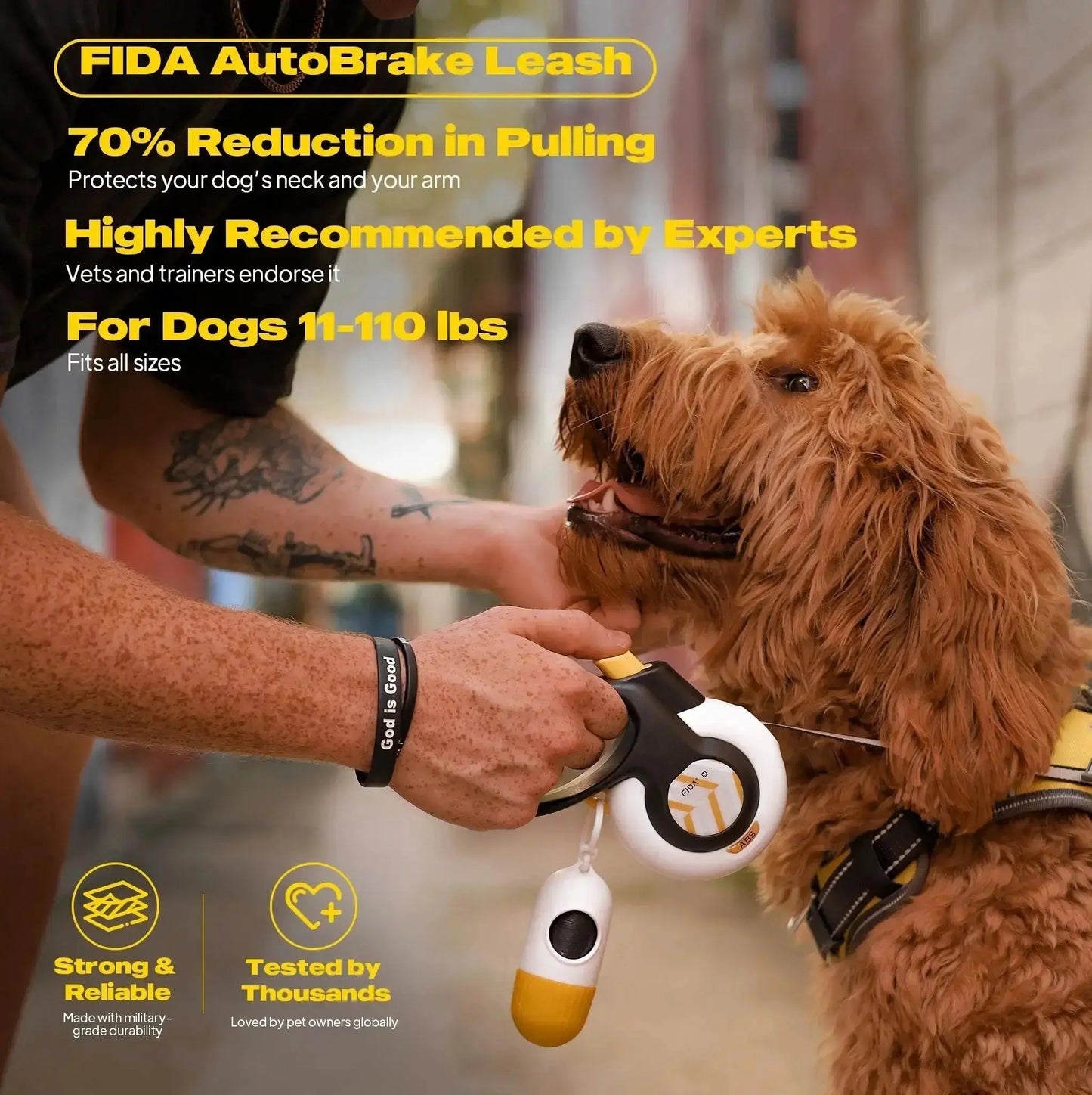 Fida Dog Leash, Autobrake Retractable Patented Design for Dog Pulling, 16 Ft Heavy Duty No Pull Pet Walking Leash for Large Medium Dogs. Tangle Free, One‑Hand Control, Soft Grip#Summervibes #Petlovers