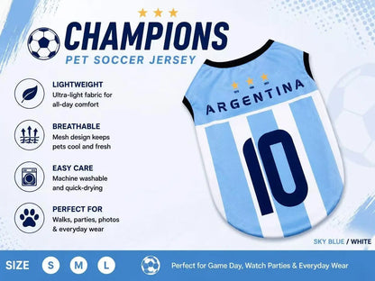Pet Soccer Jersey Outfit - Cute Game Day Pet Shirt for Small, Medium Dogs & Cats Clothes Fashionable Clothing
