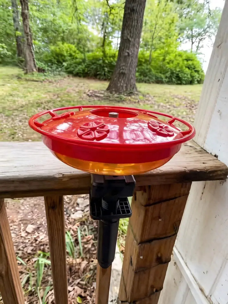 Hummingbird Feeder Railing Mount or Hanging for Deck/Porch/Balcony 14Oz Nectar Feeding Bowl with 5 Ports & 3" Clamp and Metal Hook