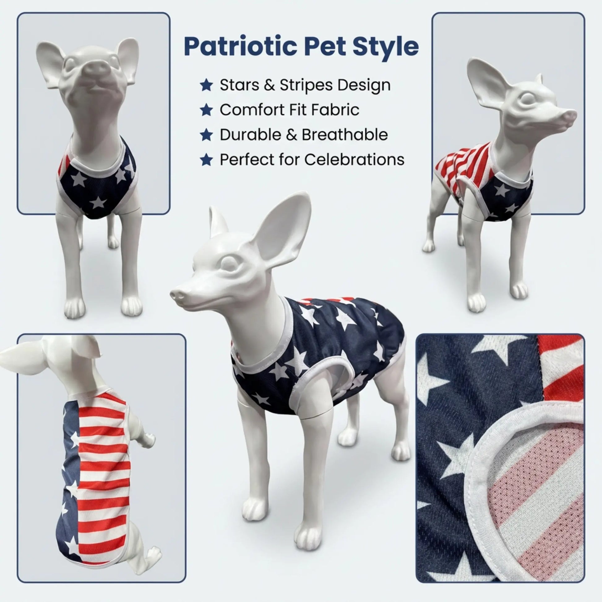 Dog Vest Pet Clothing Costumes Puppy Clothes American Flag Style Mesh Breathable Fabric Summer Cool High Stretch Comfort Small Dogs Outdoor Independence Day