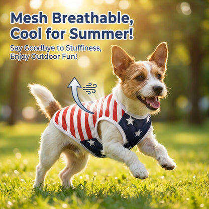 Dog Vest Pet Clothing Costumes Puppy Clothes American Flag Style Mesh Breathable Fabric Summer Cool High Stretch Comfort Small Dogs Outdoor Independence Day