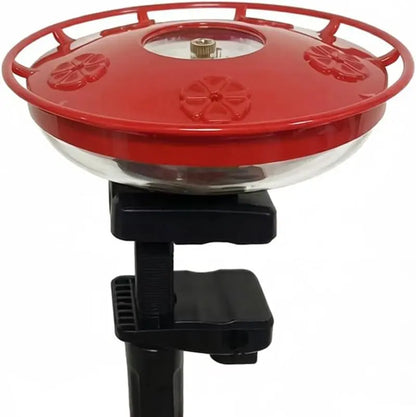 Hummingbird Feeder Railing Mount or Hanging for Deck/Porch/Balcony 14Oz Nectar Feeding Bowl with 5 Ports & 3" Clamp and Metal Hook
