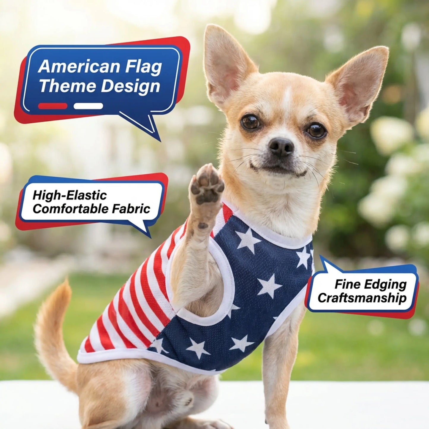 Dog Vest Pet Clothing Costumes Puppy Clothes American Flag Style Mesh Breathable Fabric Summer Cool High Stretch Comfort Small Dogs Outdoor Independence Day