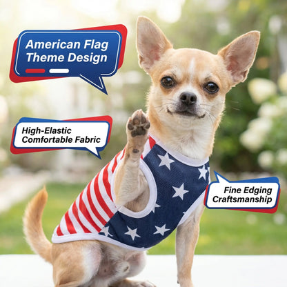 Dog Vest Pet Clothing Costumes Puppy Clothes American Flag Style Mesh Breathable Fabric Summer Cool High Stretch Comfort Small Dogs Outdoor Independence Day