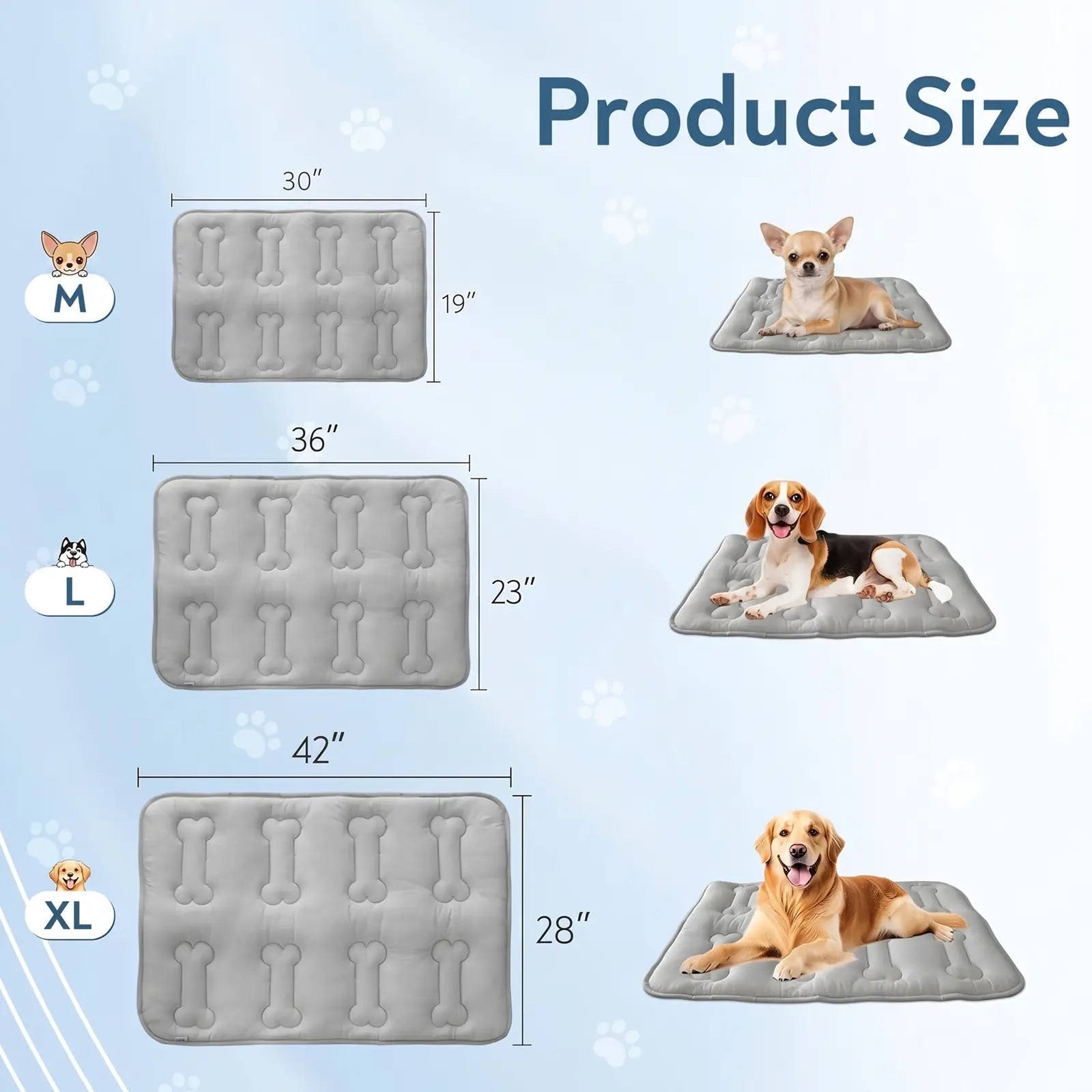 2-Pack Thicker Dog Cooling Mats for Dogs or Cats, Cute Bone Quiled Durable Non-Slip Instant Cool Summer Pet Cooling Pad, No Geal No Electric Portable Lightweight Washable Indoor Outdoor Cold Kennel Crate Bed for Large Dogs #Summervibes #Dealsforyoudays