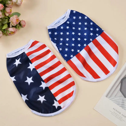 Dog Vest Pet Clothing Costumes Puppy Clothes American Flag Style Mesh Breathable Fabric Summer Cool High Stretch Comfort Small Dogs Outdoor Independence Day