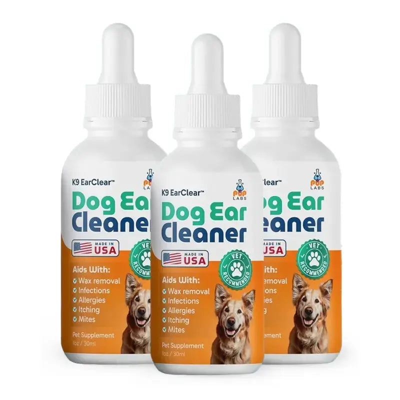 K9 Earclear Natural Ear Drops for Dogs - Soothes Irritation & Itching - Made in USA - Pet Grooming Supplement - 1Oz Dropper Bottle
