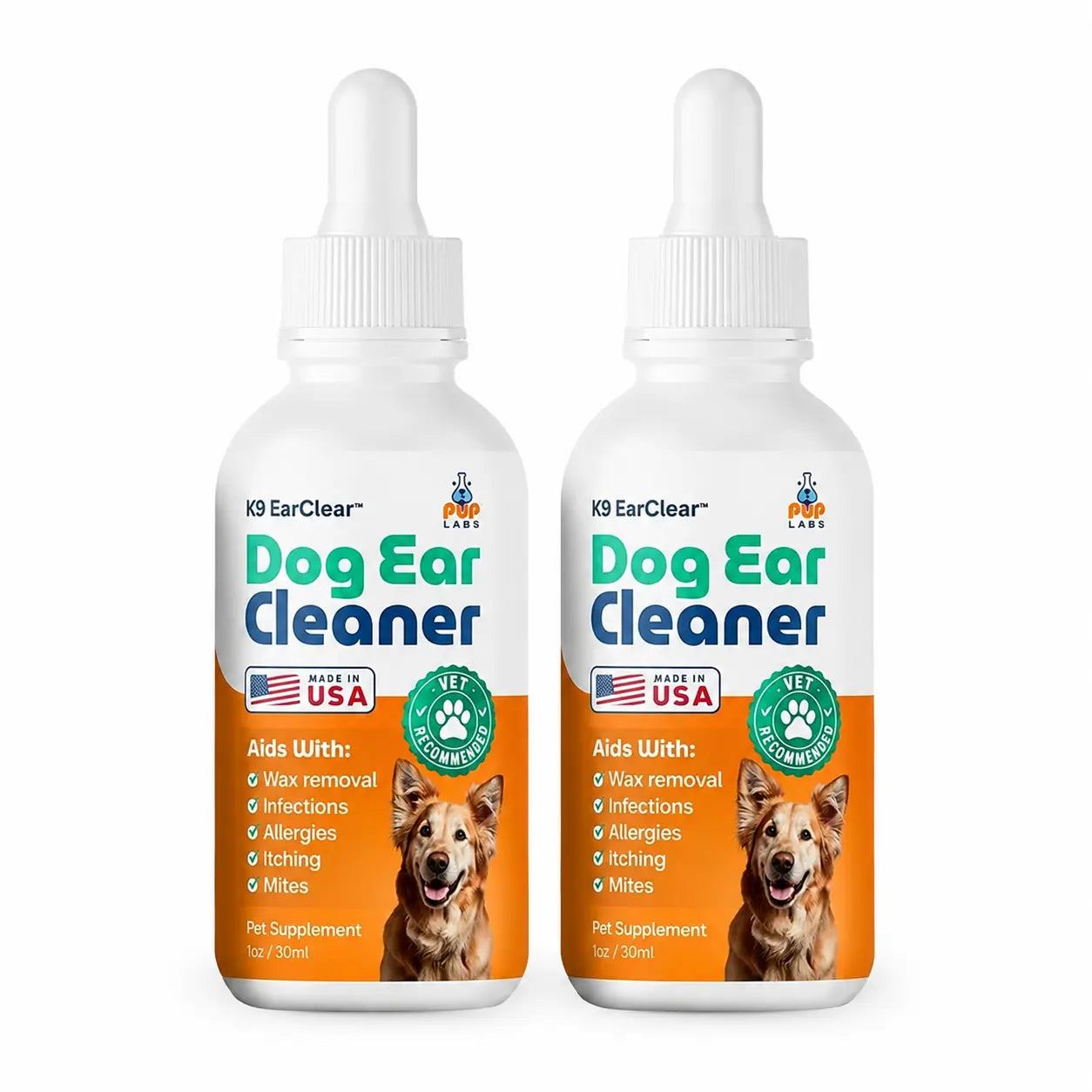 K9 Earclear Natural Ear Drops for Dogs - Soothes Irritation & Itching - Made in USA - Pet Grooming Supplement - 1Oz Dropper Bottle