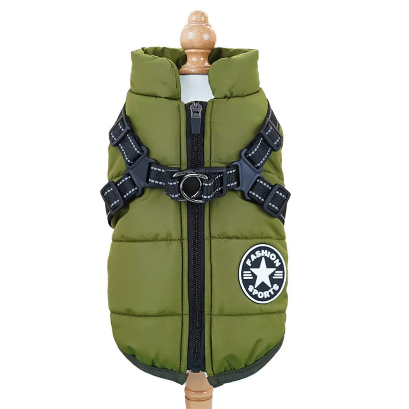 Pet Dog Jacket with Harness Ring Winter Warm Vest Dog Clothes for Small Dog Waterproof Coat Chihuahua French Bulldog Outfits